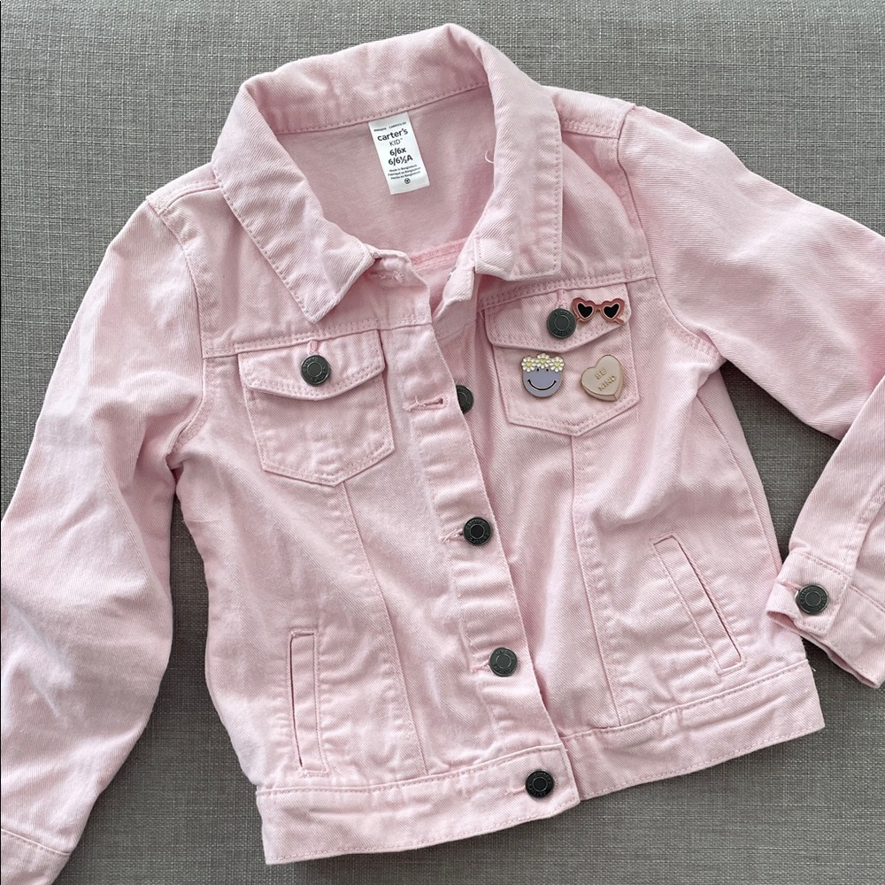 6x Carter's Pink Jean Jacket with pin Accents